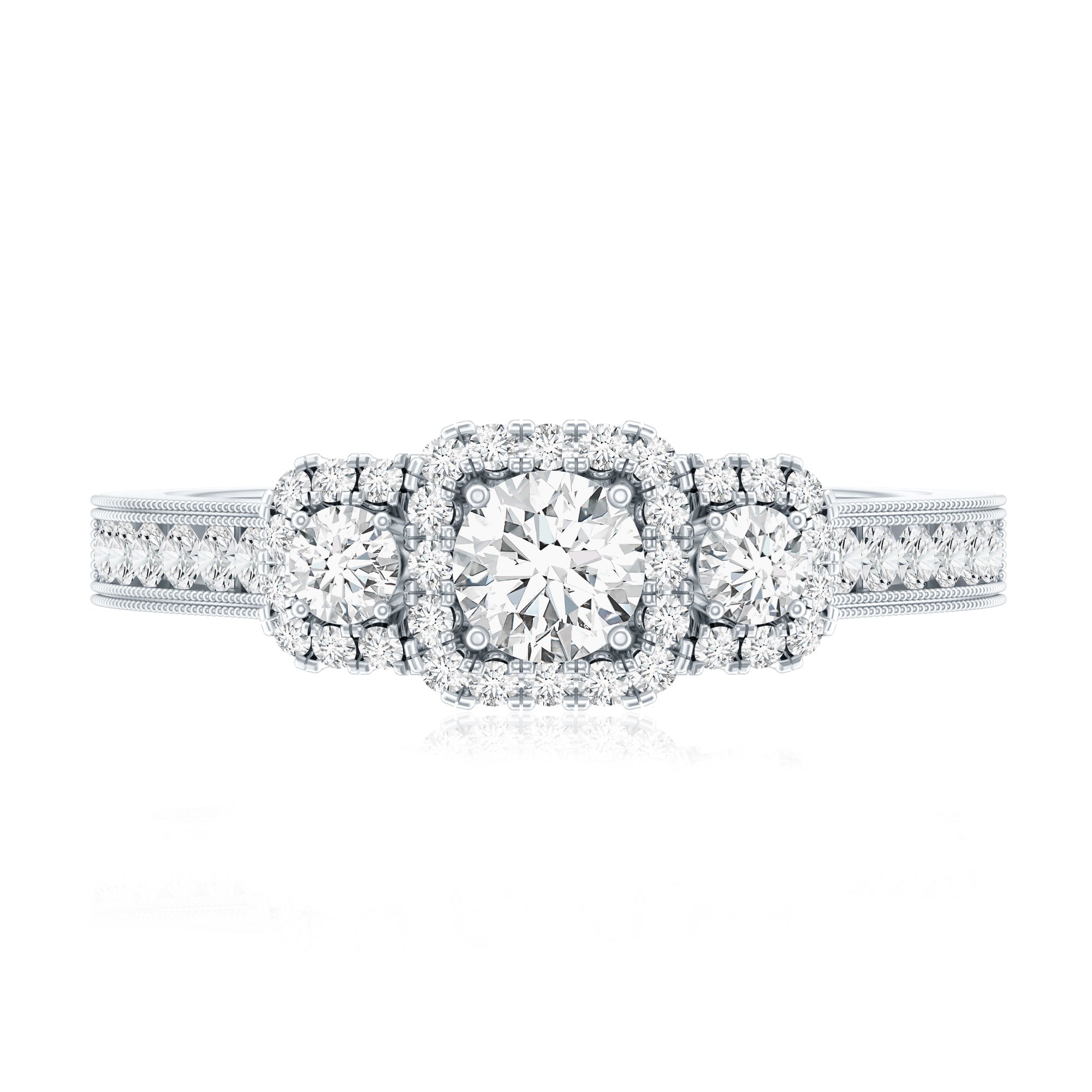 Certified Lab Grown Diamond Three Stone Engagement Ring