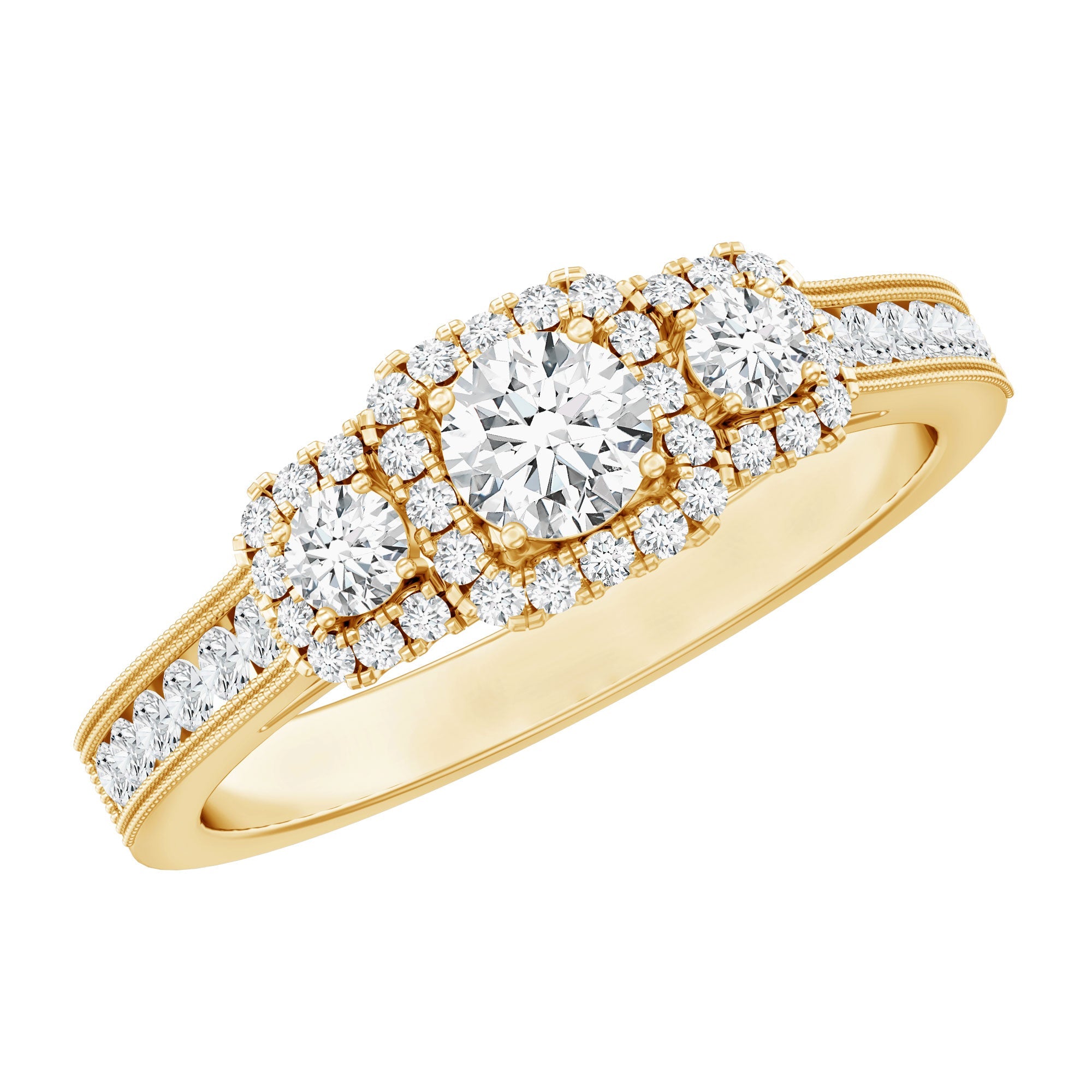 Certified Lab Grown Diamond Three Stone Engagement Ring