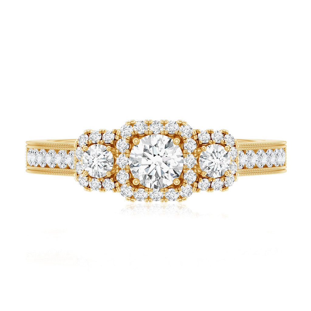 Certified Lab Grown Diamond Three Stone Engagement Ring