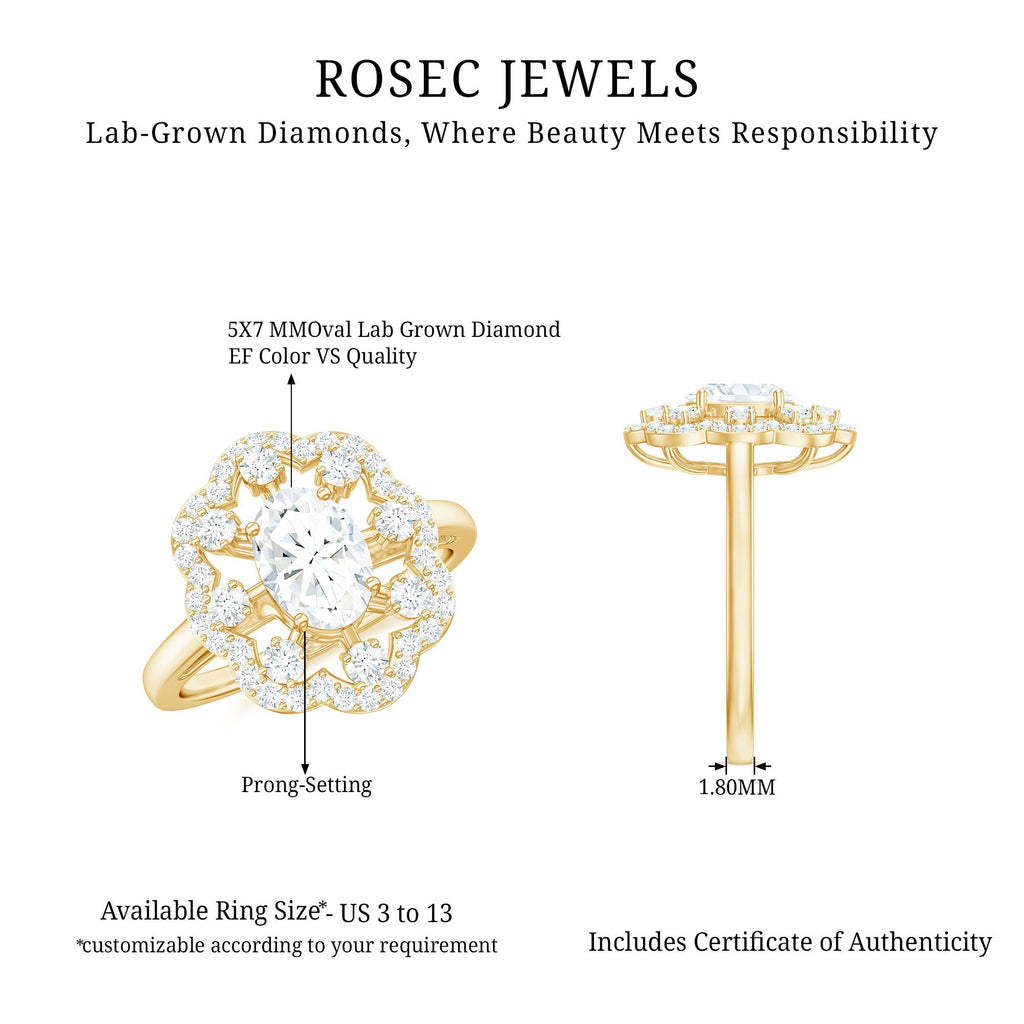 Certified Lab Grown Diamond Statement Engagement Ring