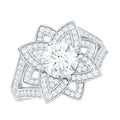 Lab Grown Diamond Art Deco Flower Engagement Ring