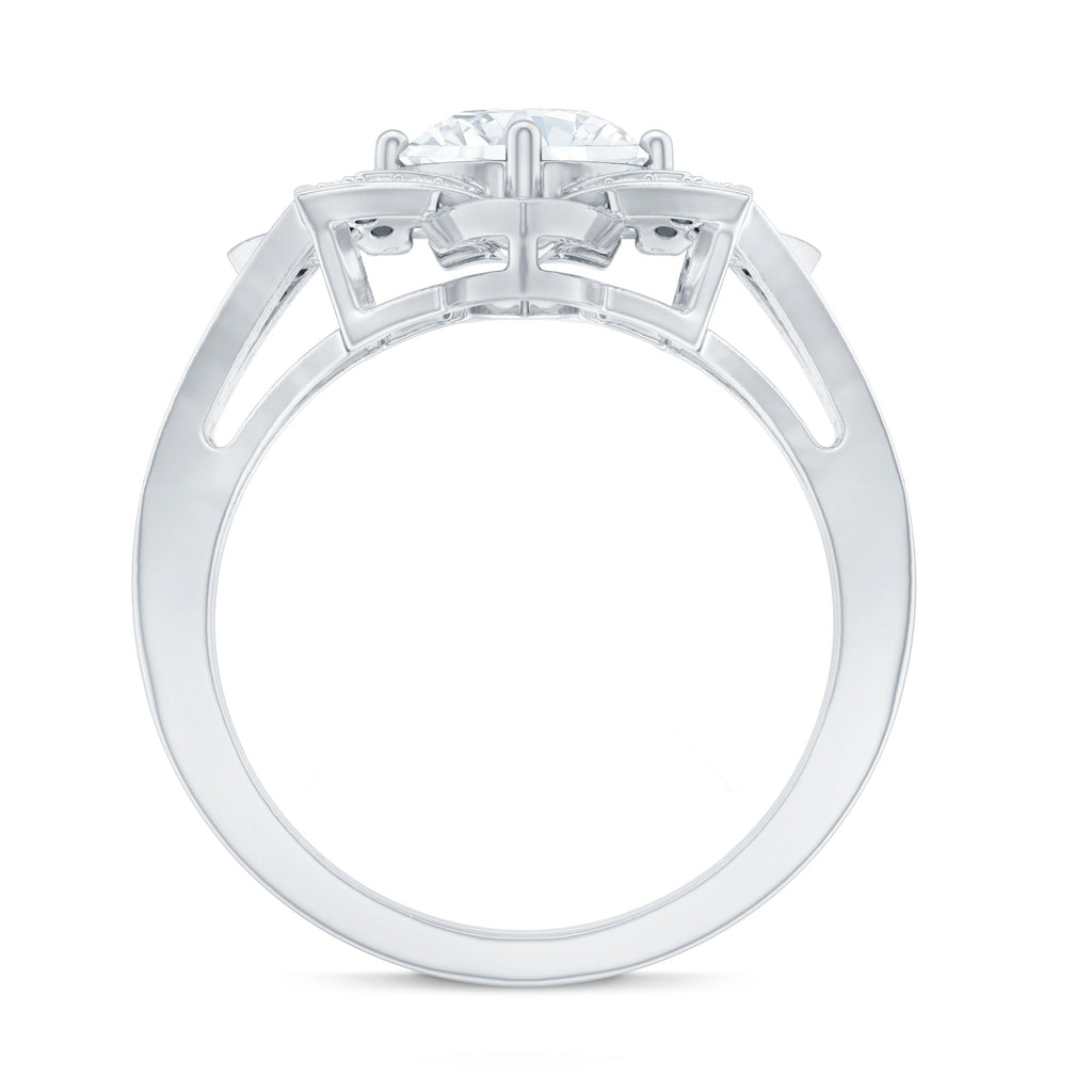 Lab Grown Diamond Art Deco Flower Engagement Ring