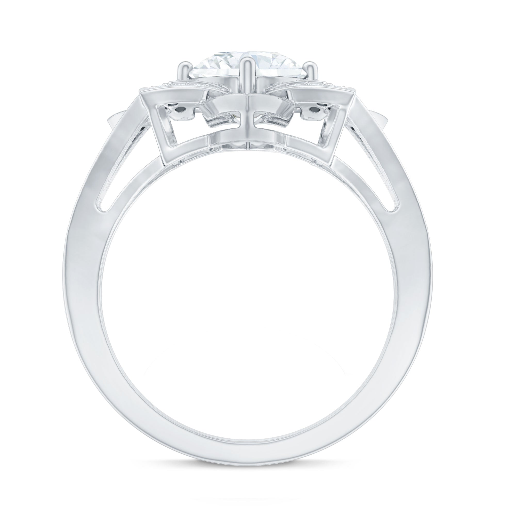 Lab Grown Diamond Art Deco Flower Engagement Ring