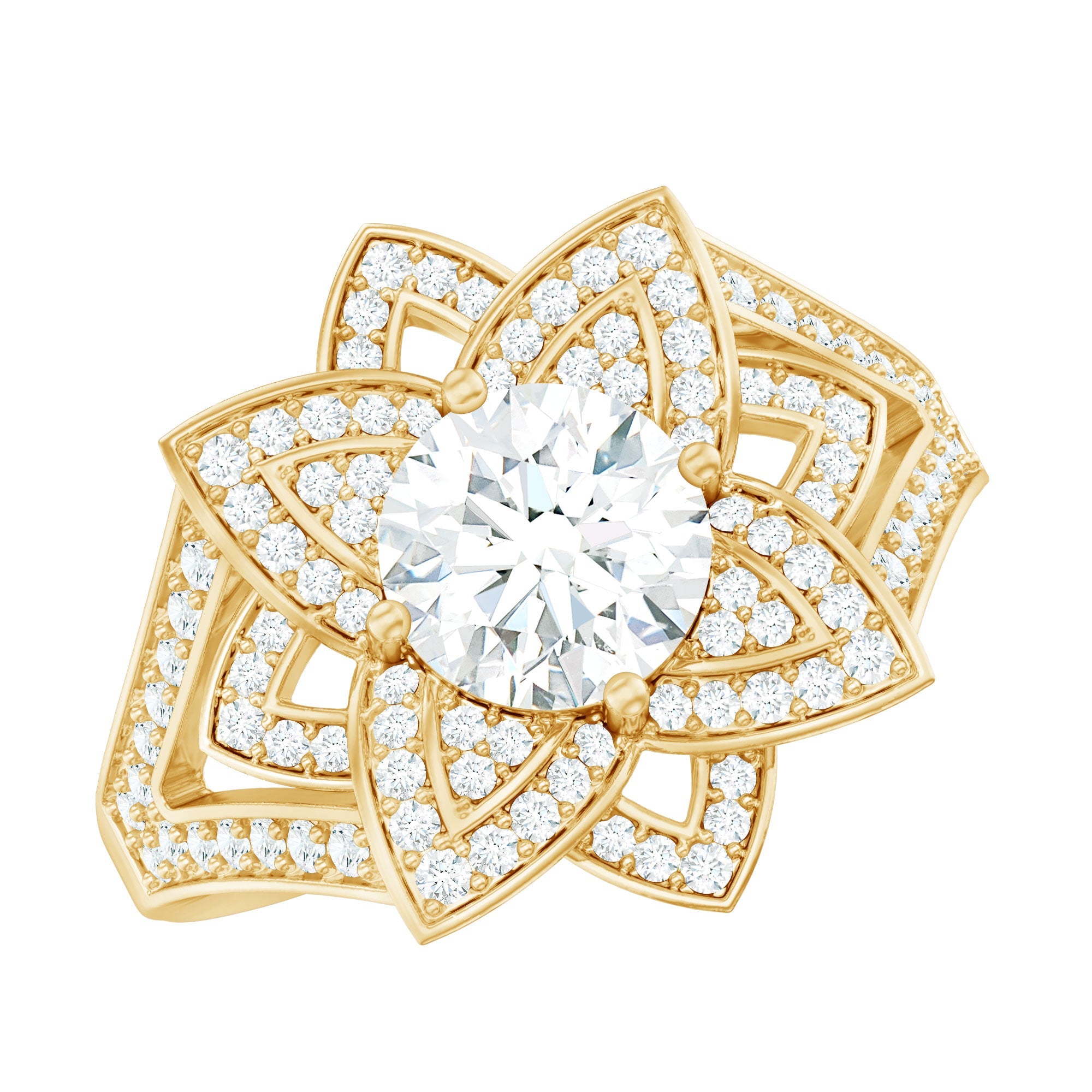Lab Grown Diamond Art Deco Flower Engagement Ring