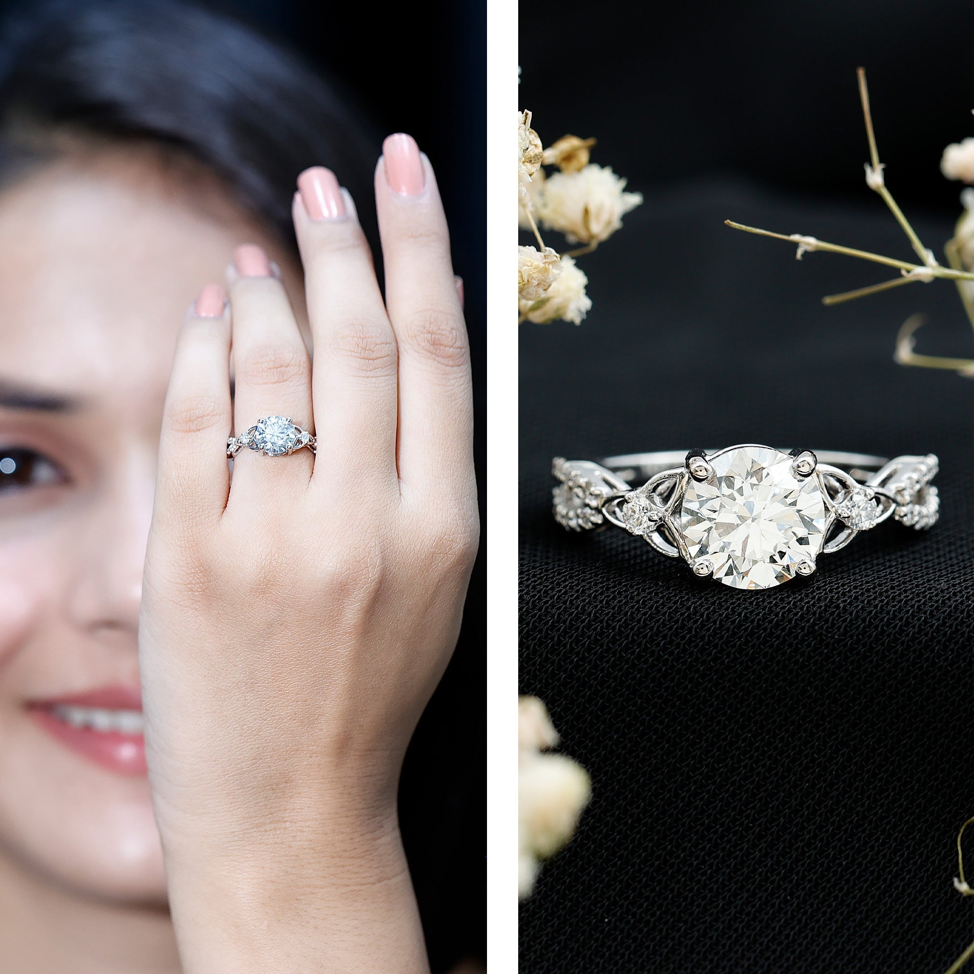 2 Carat Lab Grown Diamond Twisted Vine Engagement Ring