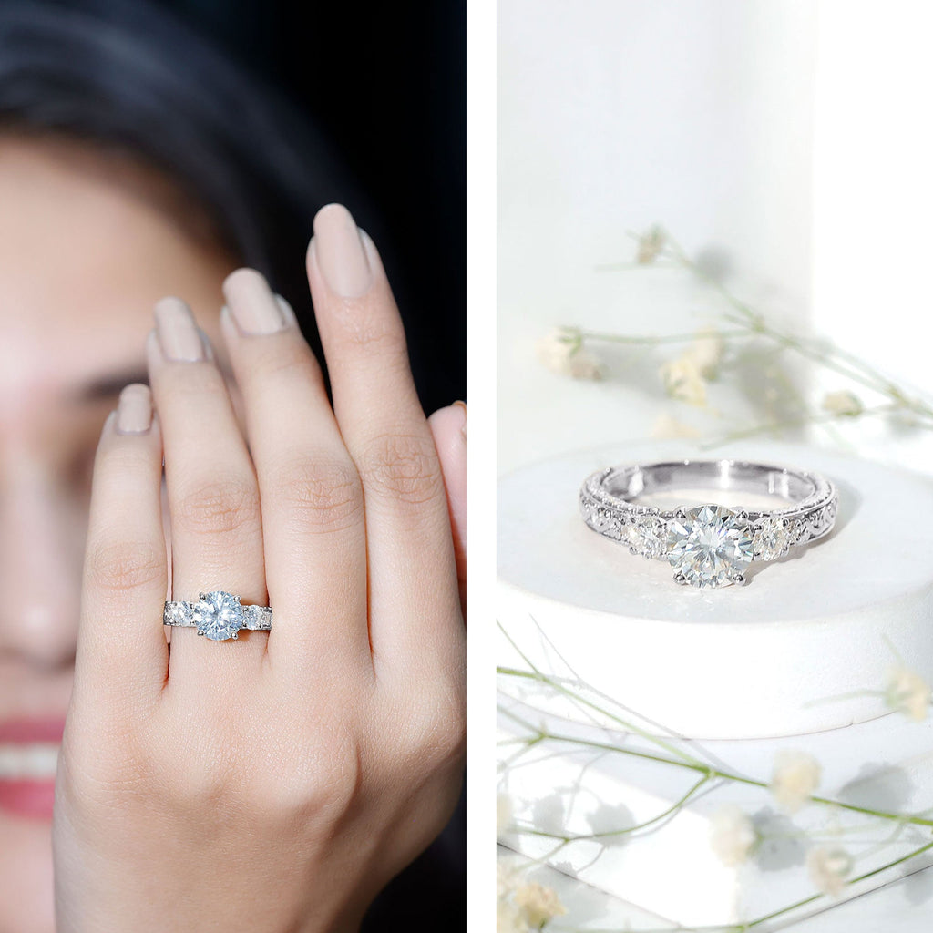 Lab Grown Diamond Vintage Style Engagement Ring