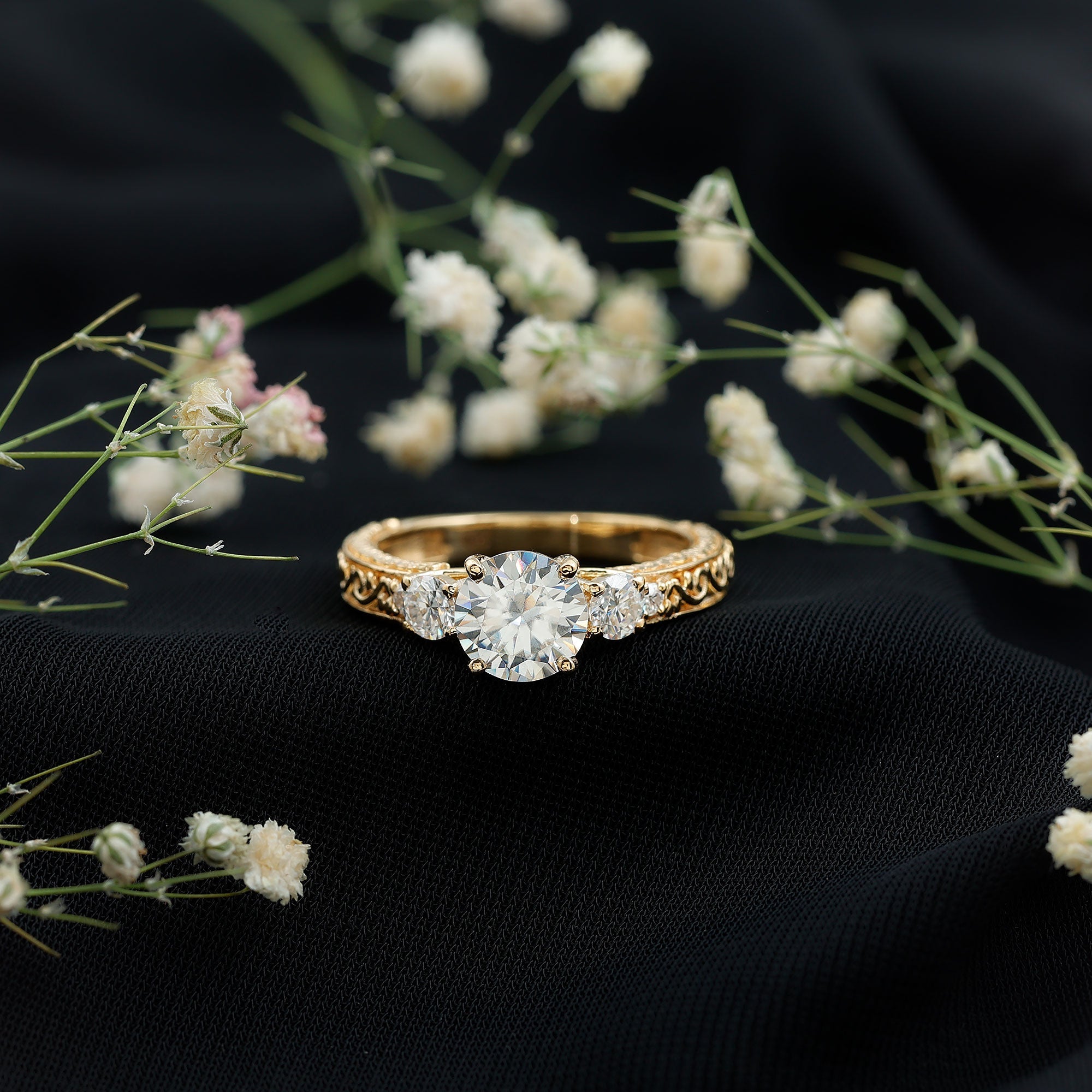 Lab Grown Diamond Vintage Style Engagement Ring