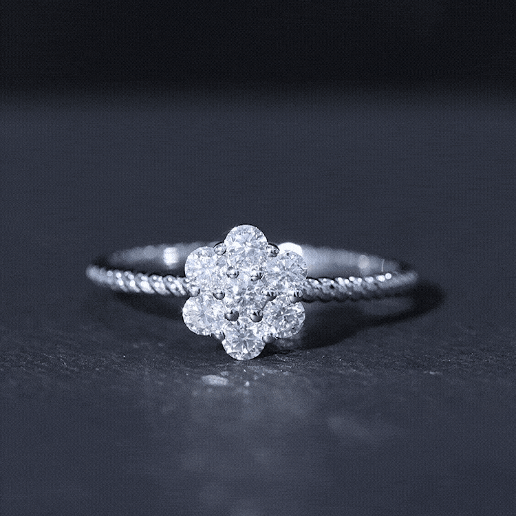 Lab Created Diamond Flower Engagement Ring for Her