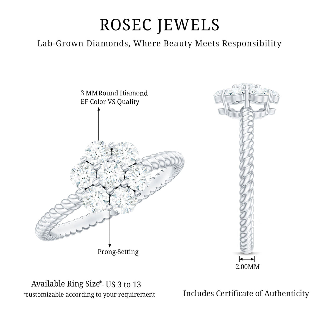 Lab Created Diamond Flower Engagement Ring for Her