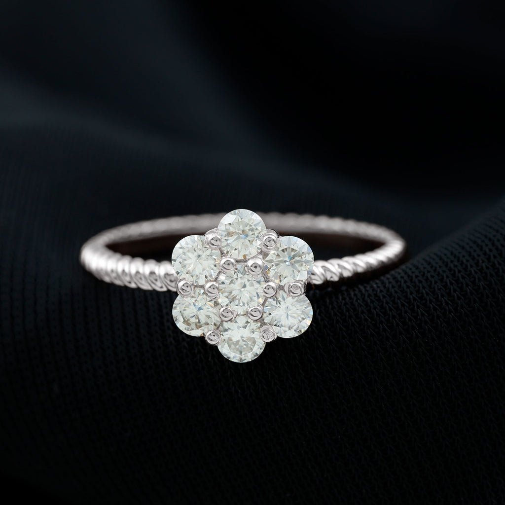 Lab Created Diamond Flower Engagement Ring for Her