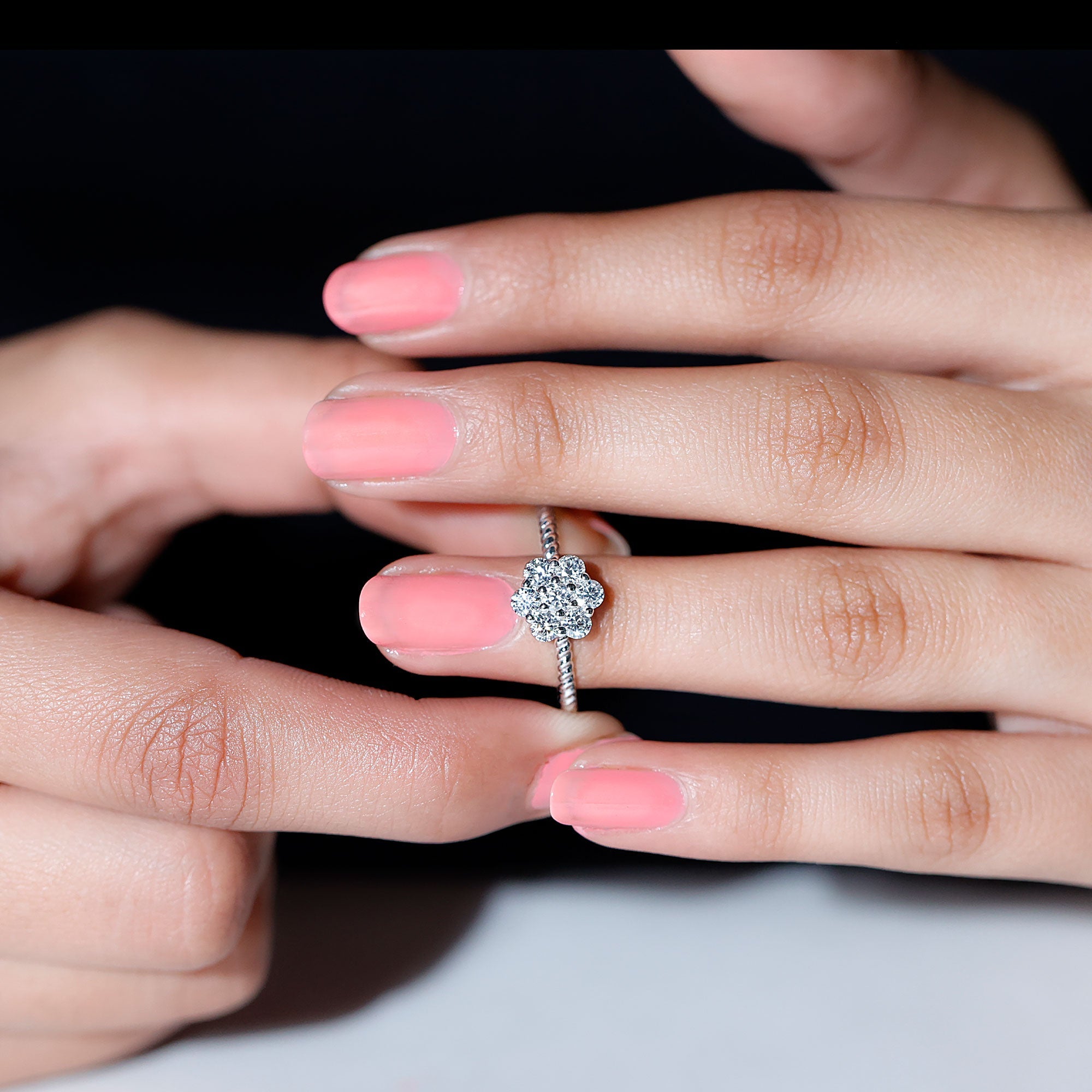 Lab Created Diamond Flower Engagement Ring for Her