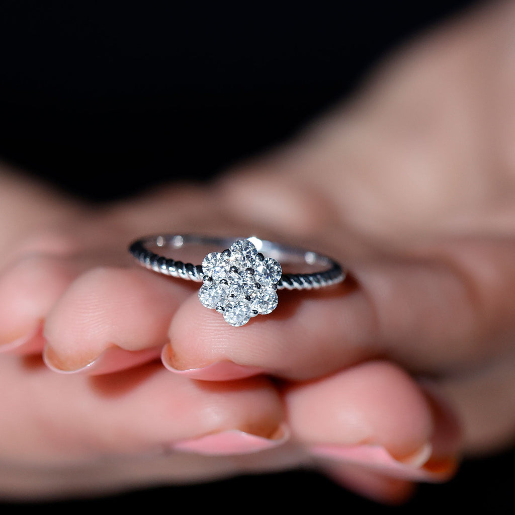 Lab Created Diamond Flower Engagement Ring for Her