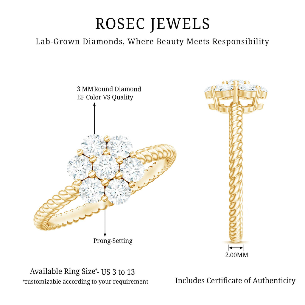 Lab Created Diamond Flower Engagement Ring for Her