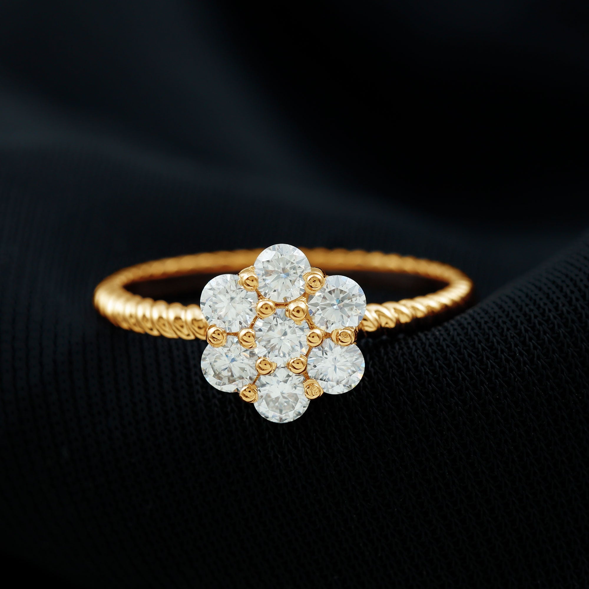 Lab Created Diamond Flower Engagement Ring for Her