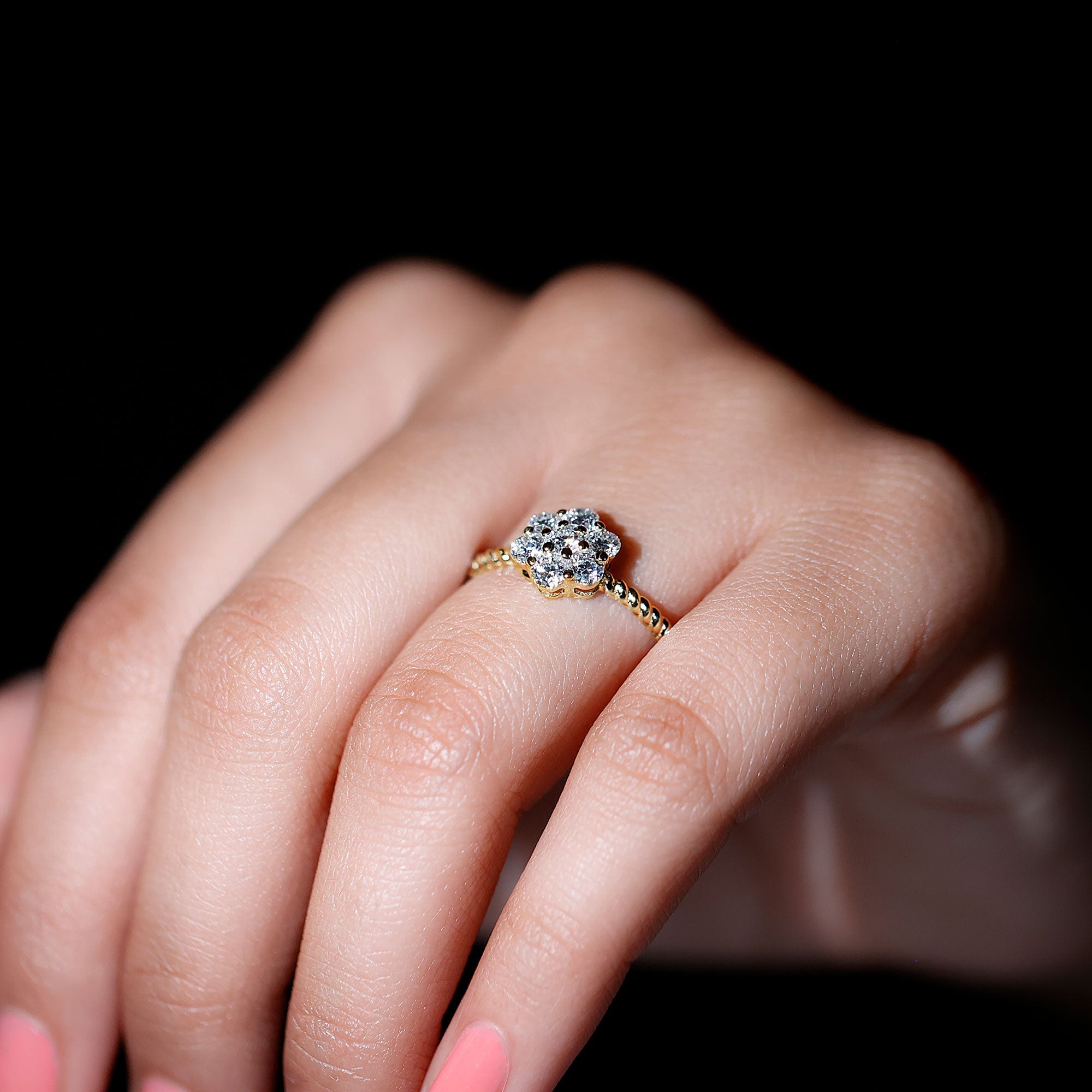 Lab Created Diamond Flower Engagement Ring for Her