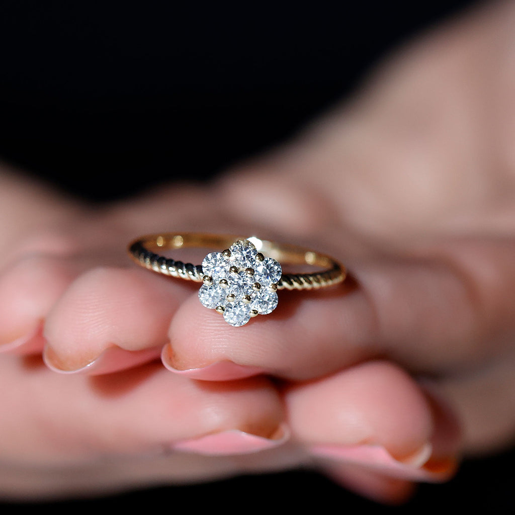 Lab Created Diamond Flower Engagement Ring for Her