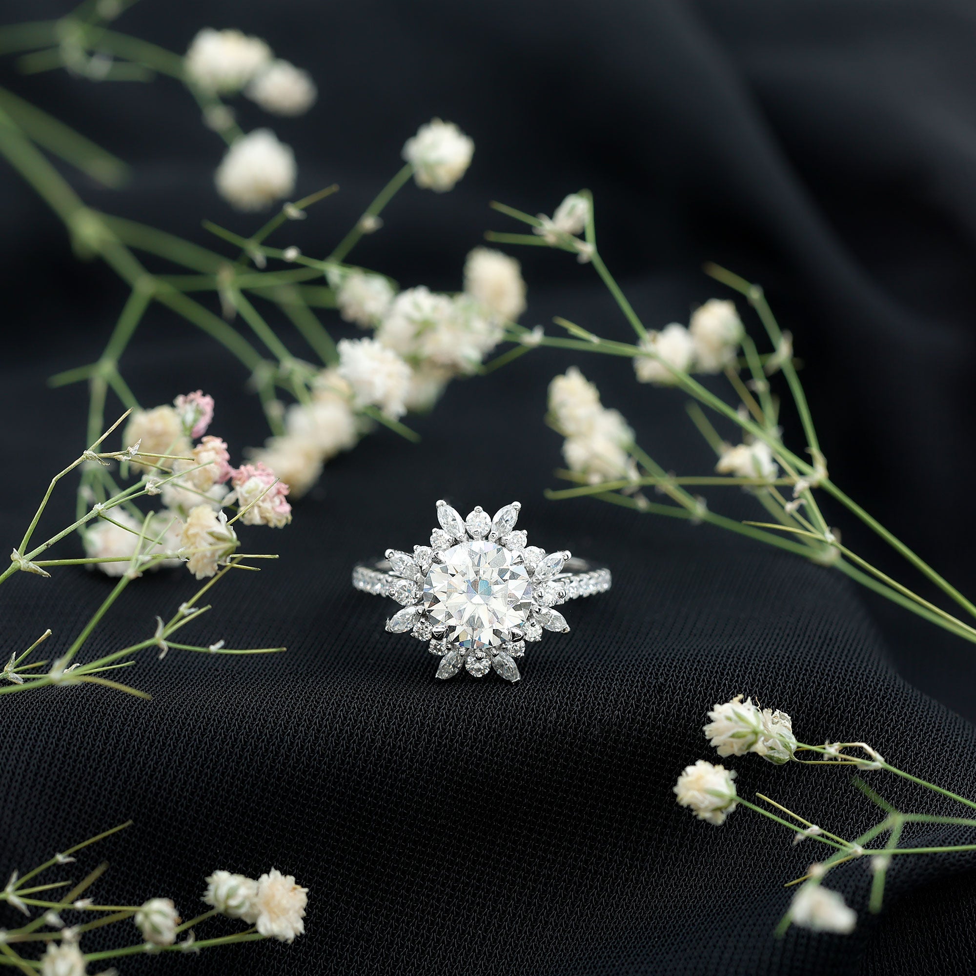 Certified Lab Created Diamond Halo Engagement Ring For Her