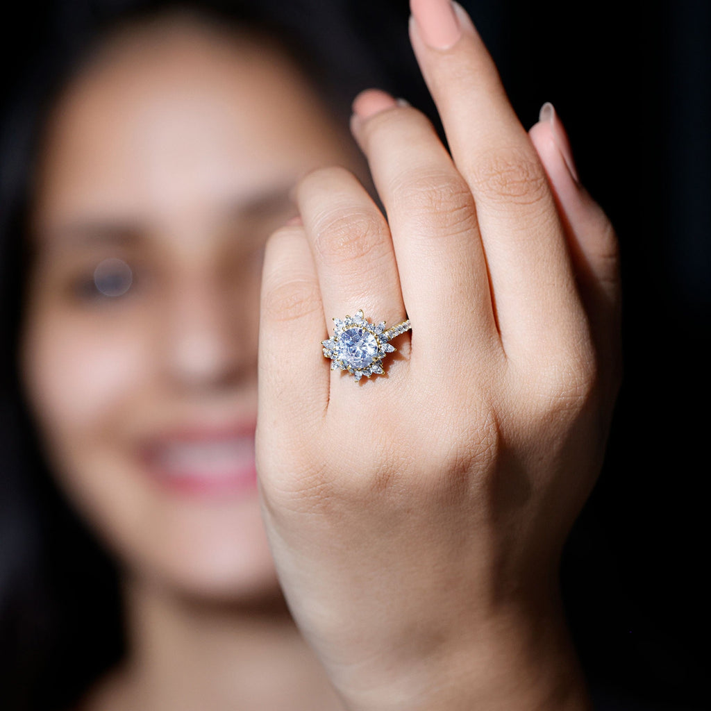 Certified Lab Created Diamond Halo Engagement Ring For Her