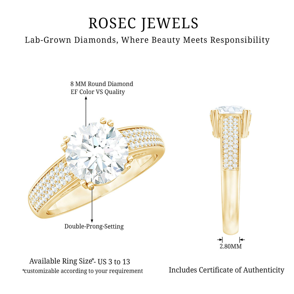 Lab Grown Diamond Engagement Ring With Double Prongs