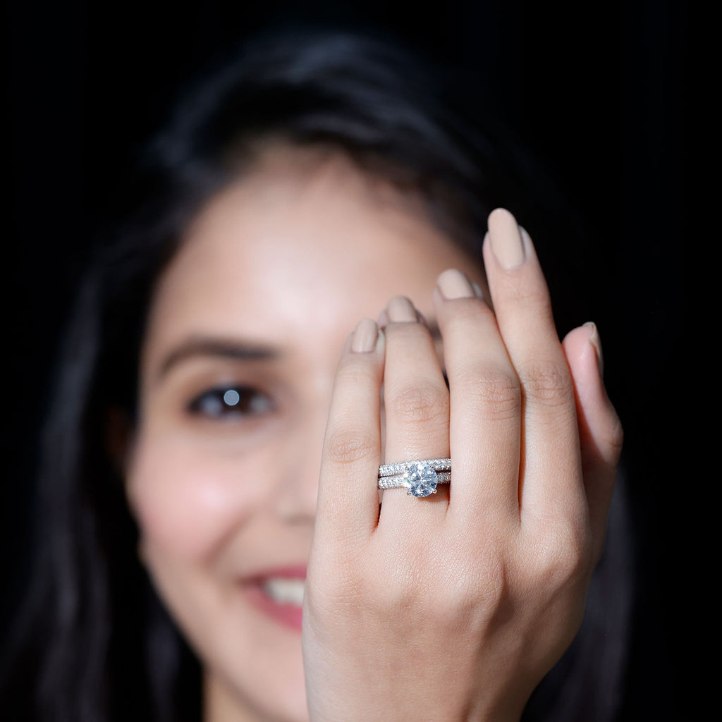 Certified 2 CT Lab Grown Diamond Bridal Ring Set for Her