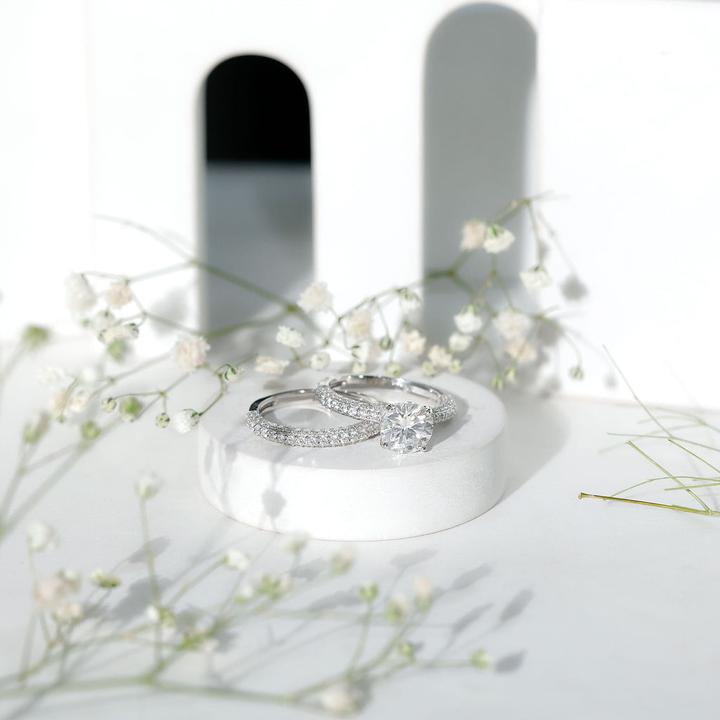 Certified 2 CT Lab Grown Diamond Bridal Ring Set for Her
