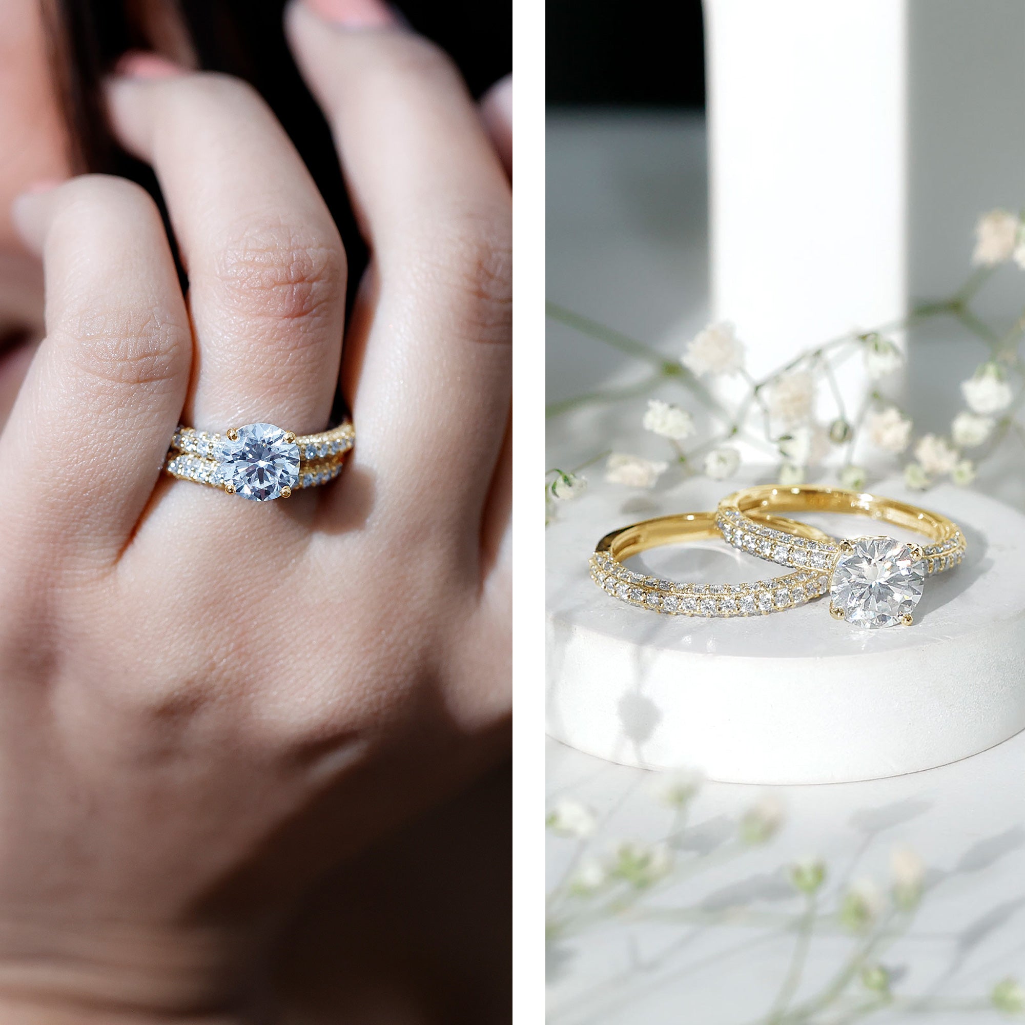 Certified 2 CT Lab Grown Diamond Bridal Ring Set for Her