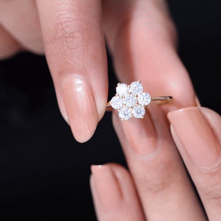Flower Cluster Lab Grown Diamond Engagement Ring
