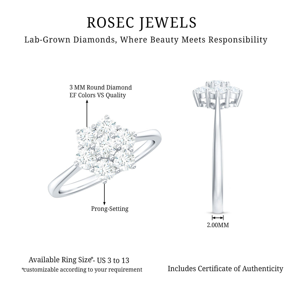 Flower Cluster Lab Grown Diamond Engagement Ring