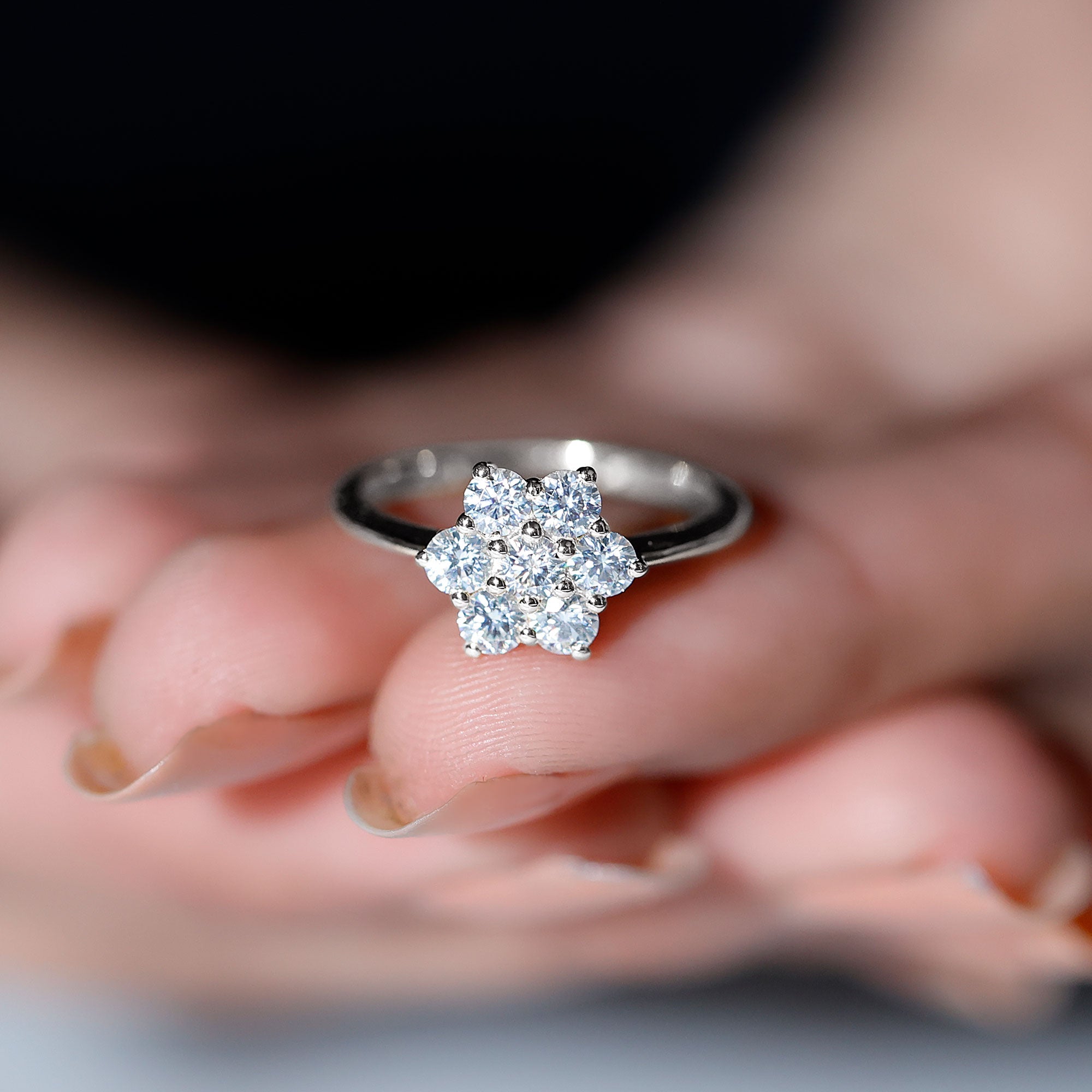 Flower Cluster Lab Grown Diamond Engagement Ring