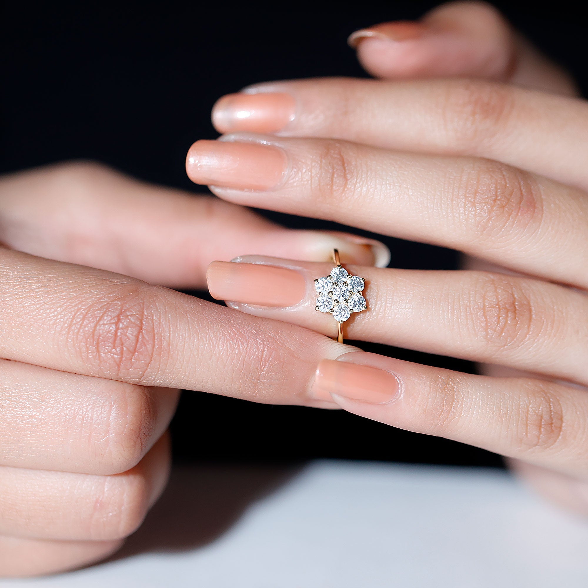 Flower Cluster Lab Grown Diamond Engagement Ring