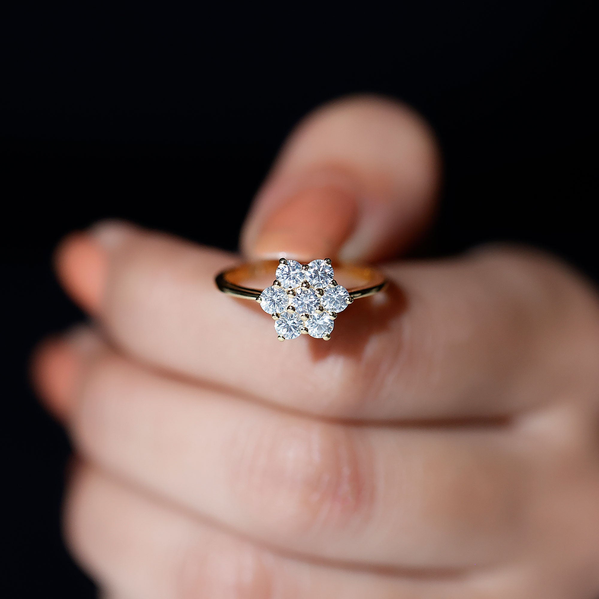 Flower Cluster Lab Grown Diamond Engagement Ring