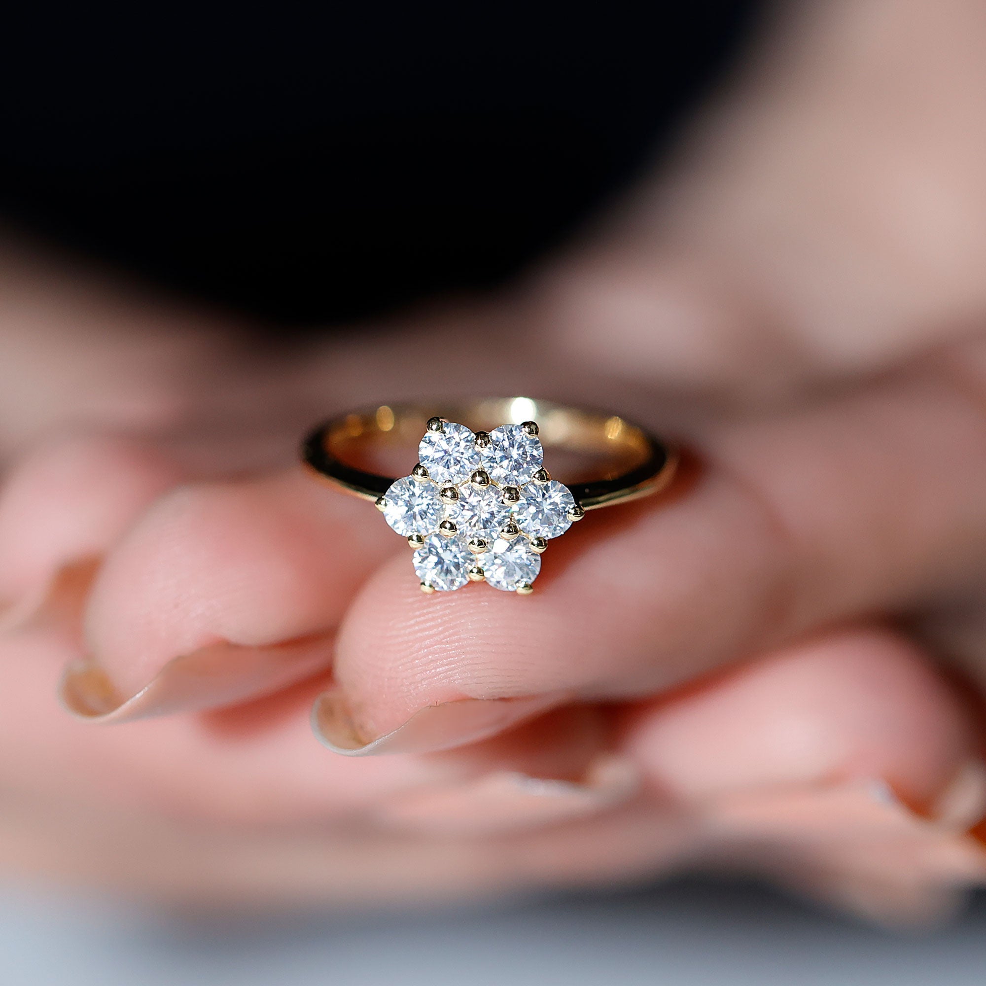 Flower Cluster Lab Grown Diamond Engagement Ring