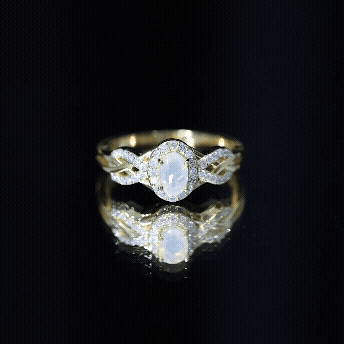 Oval Ethiopian Opal Designer Engagement Ring with Diamond Halo