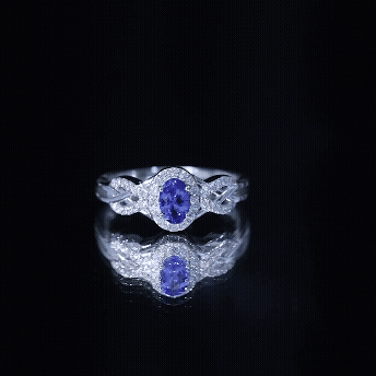 Real Tanzanite and Diamond Engagement Ring with Criss Cross Shank