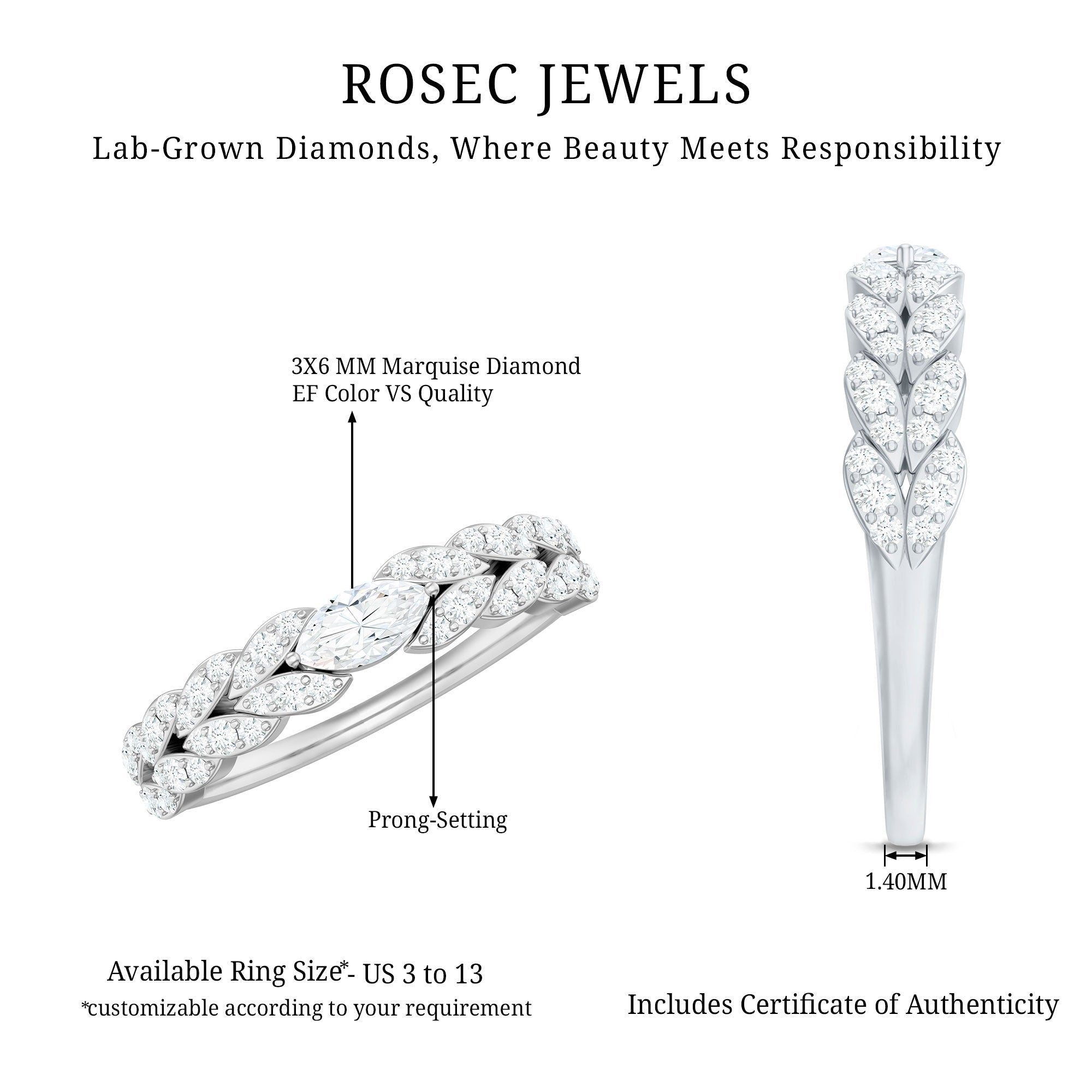 Lab Grown Diamond East West Eternity Ring for Her