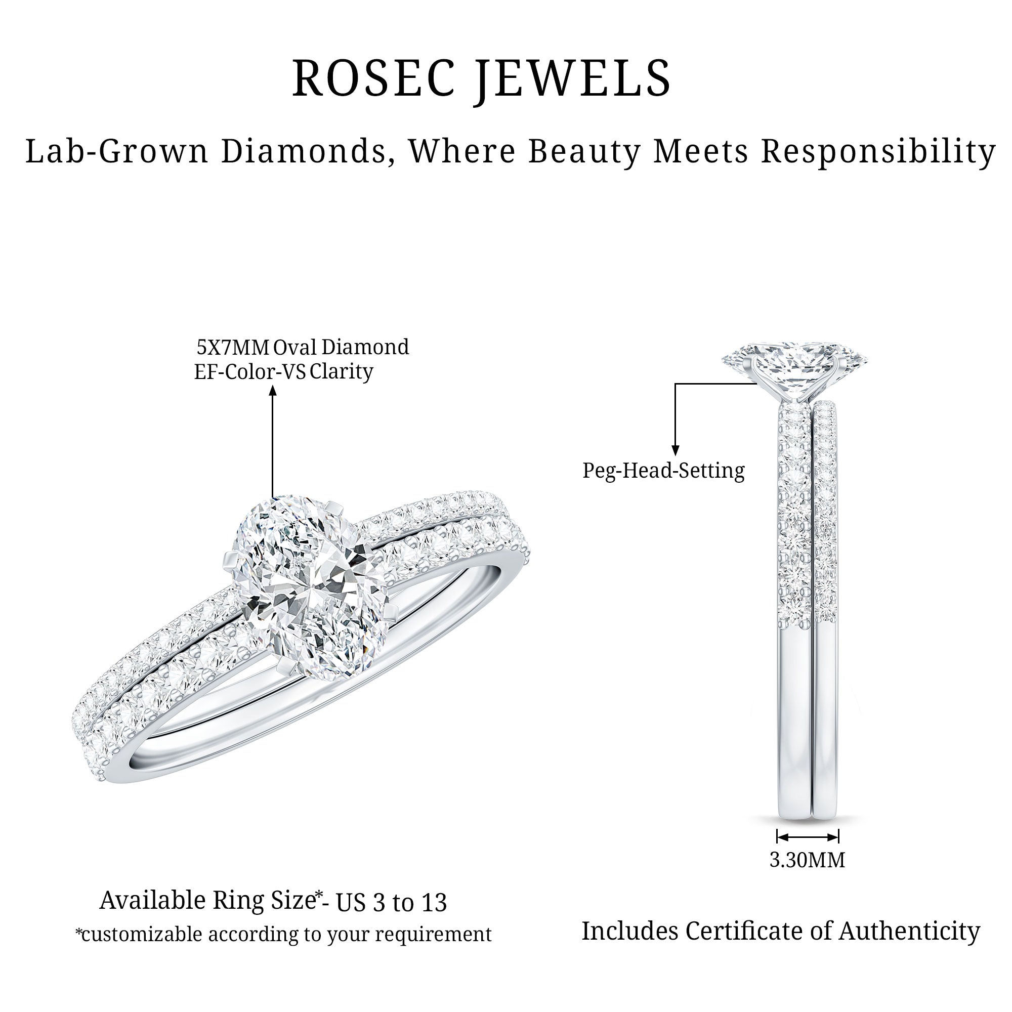 Lab Grown Diamond Simple Bridal Ring Sets