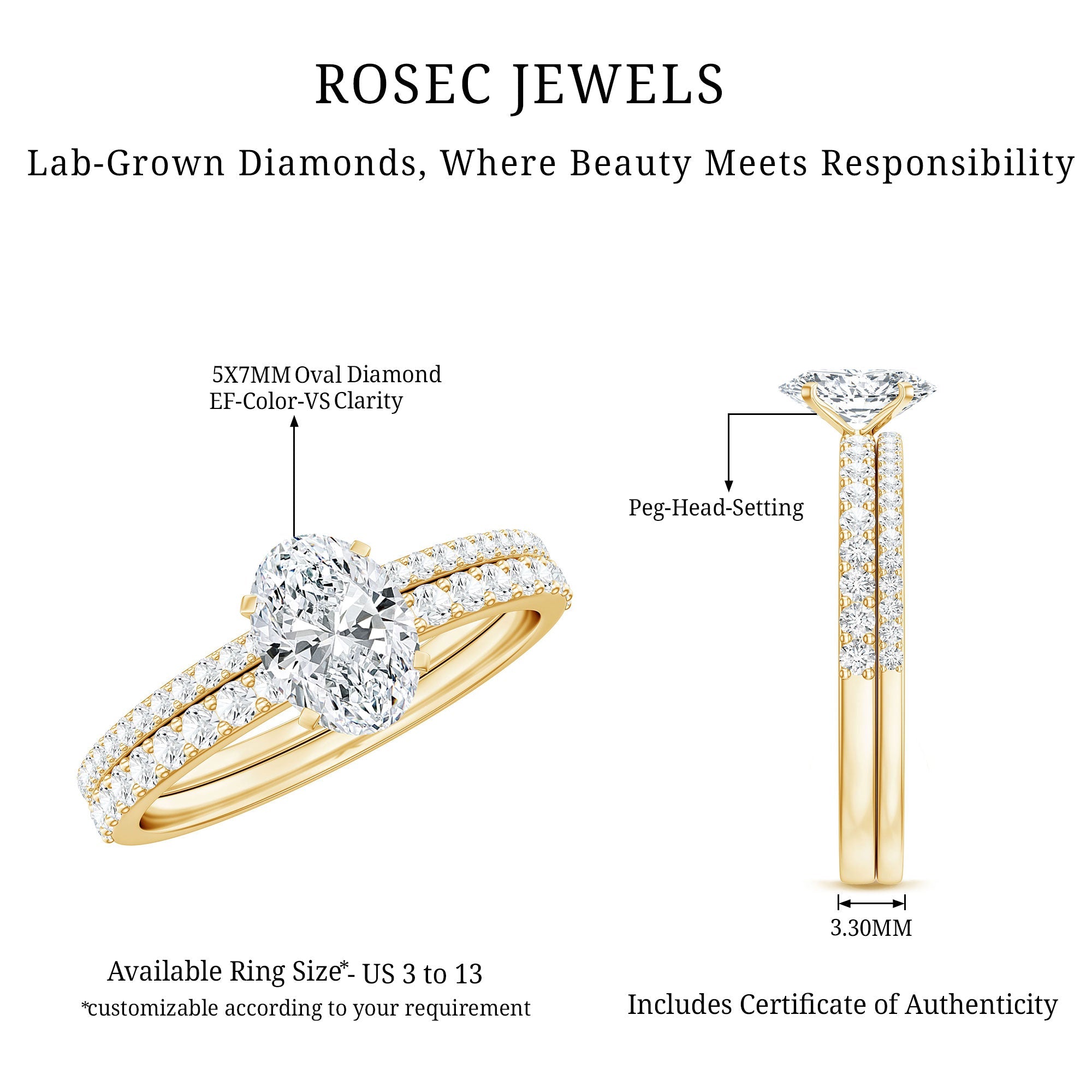 Lab Grown Diamond Simple Bridal Ring Sets