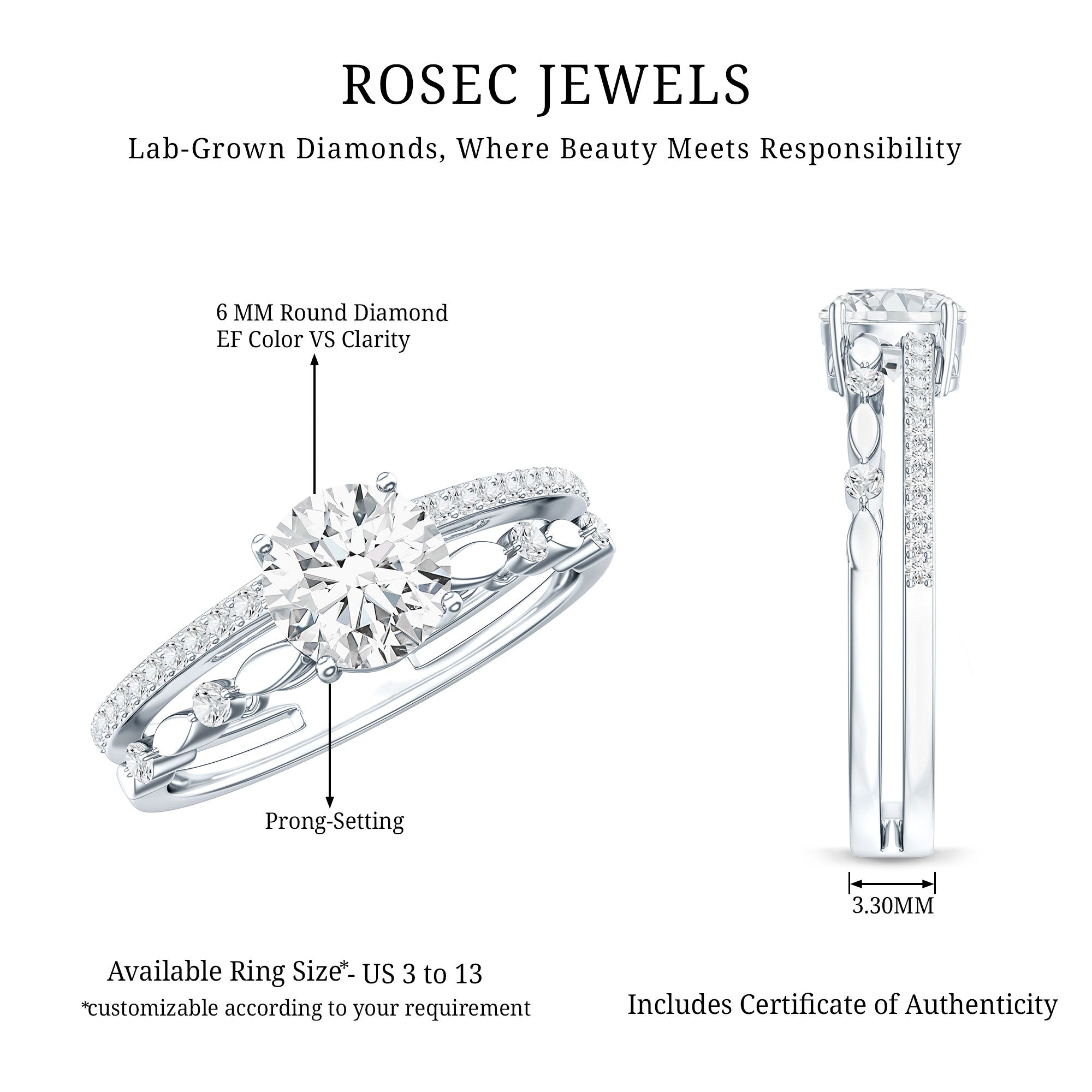 Brilliant Cut Lab Grown Diamond Designer Engagement Ring