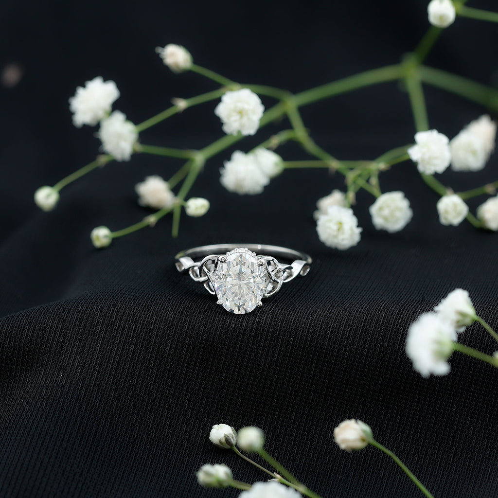 Oval Lab Grown Diamond Hidden Halo Engagement Ring