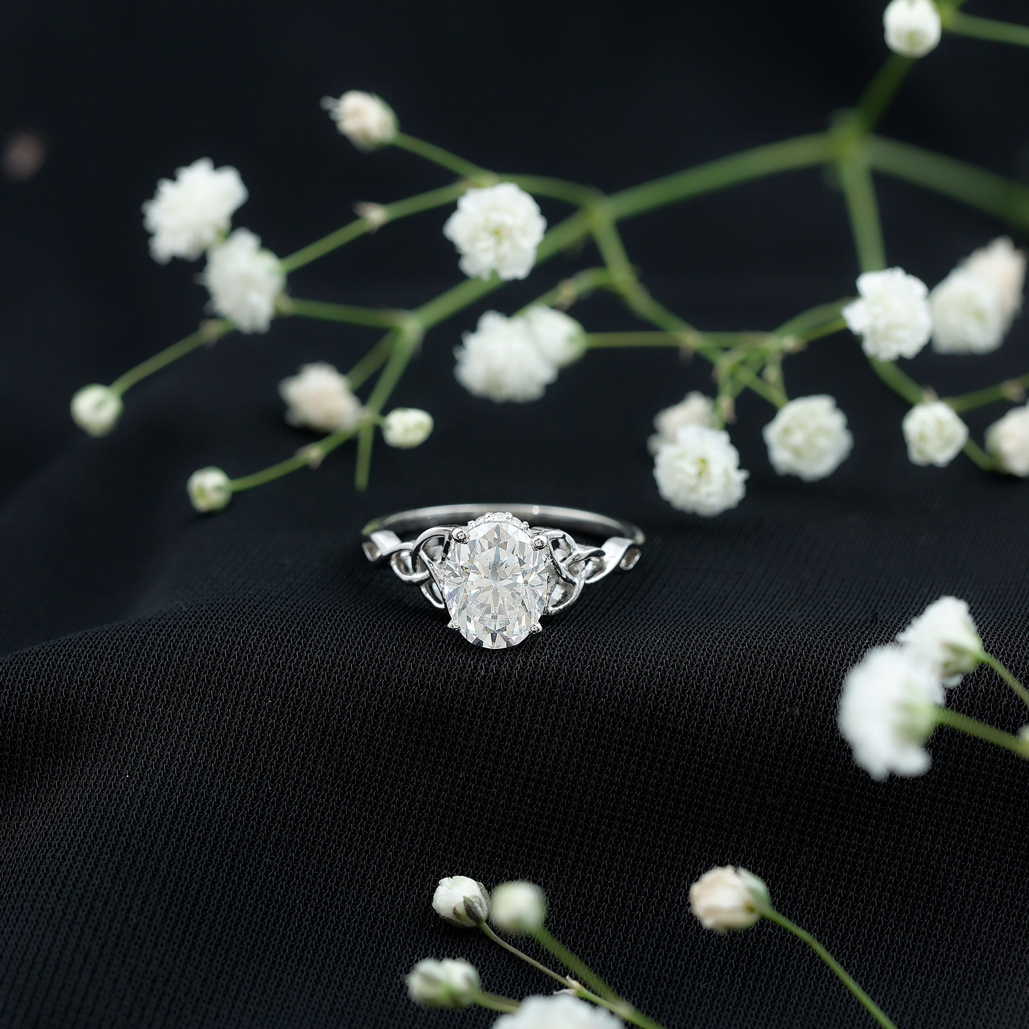 Oval Lab Grown Diamond Hidden Halo Engagement Ring