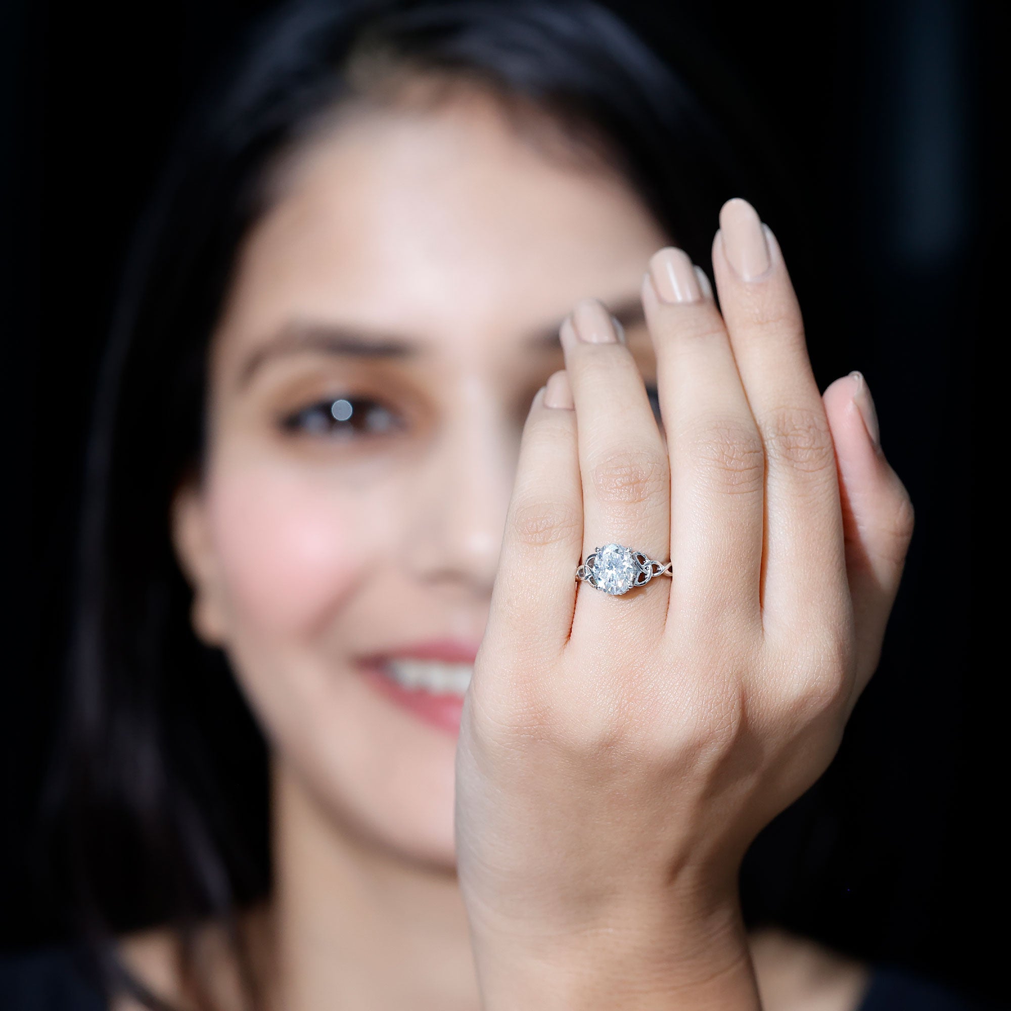 Oval Lab Grown Diamond Hidden Halo Engagement Ring