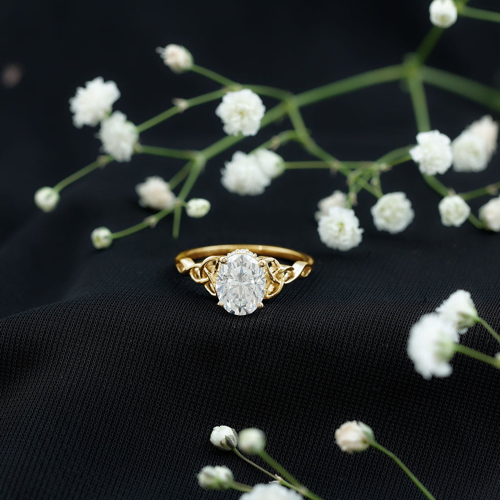 Oval Lab Grown Diamond Hidden Halo Engagement Ring