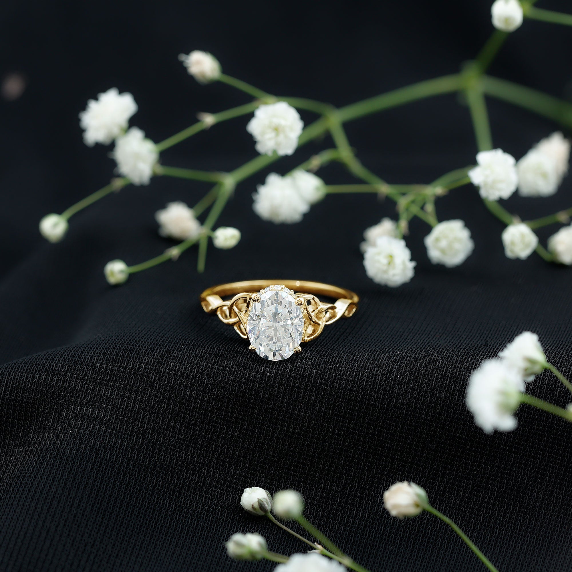 Oval Lab Grown Diamond Hidden Halo Engagement Ring