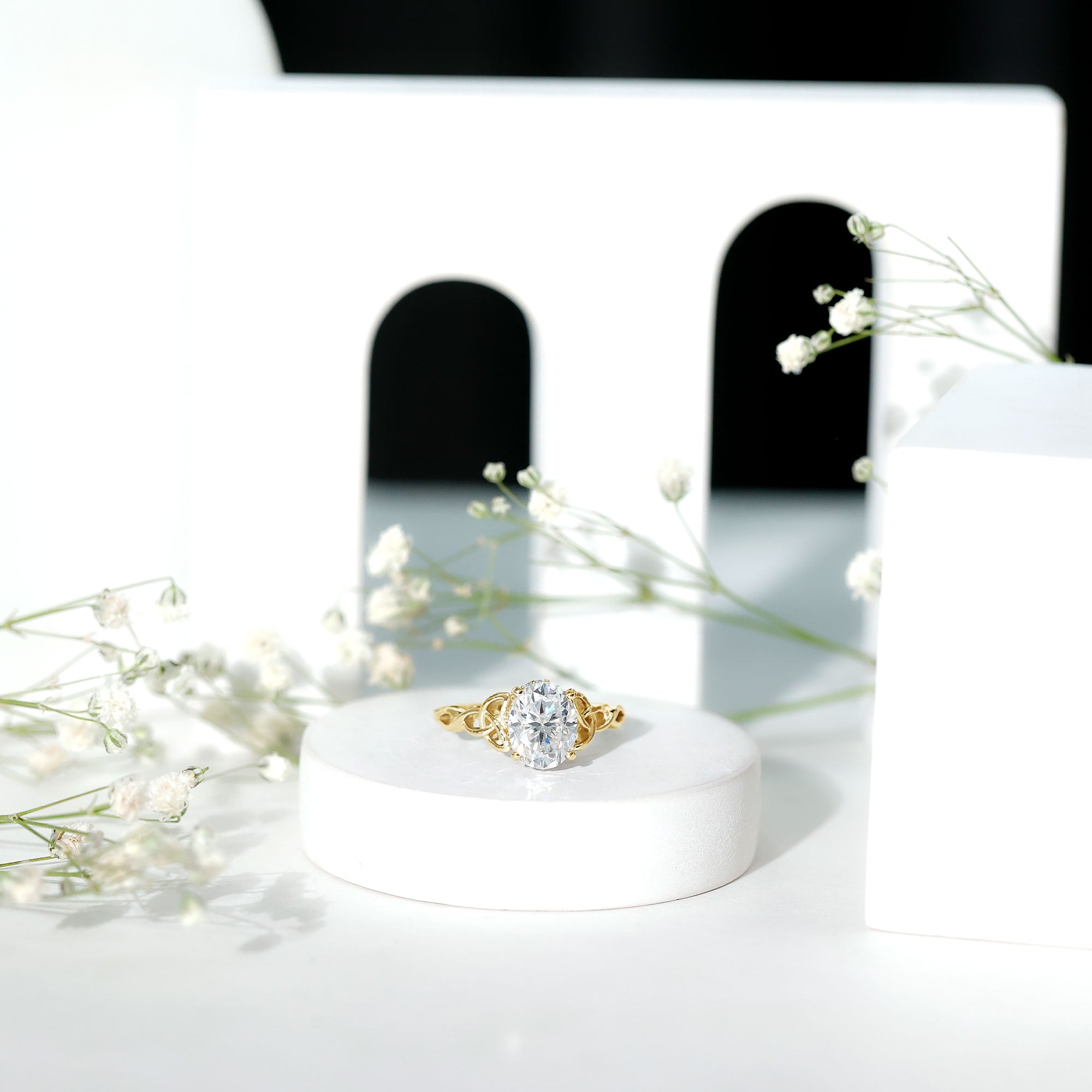 Oval Lab Grown Diamond Hidden Halo Engagement Ring