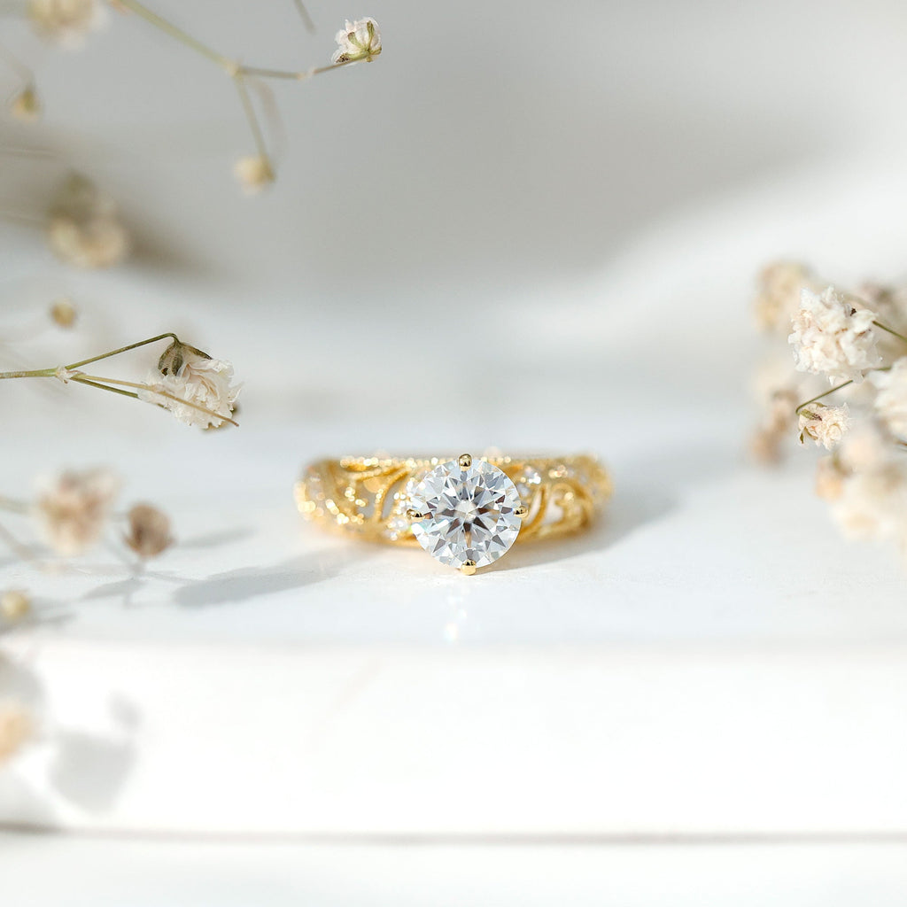 Certified Lab Created Diamond Antique Inspired Engagement Ring
