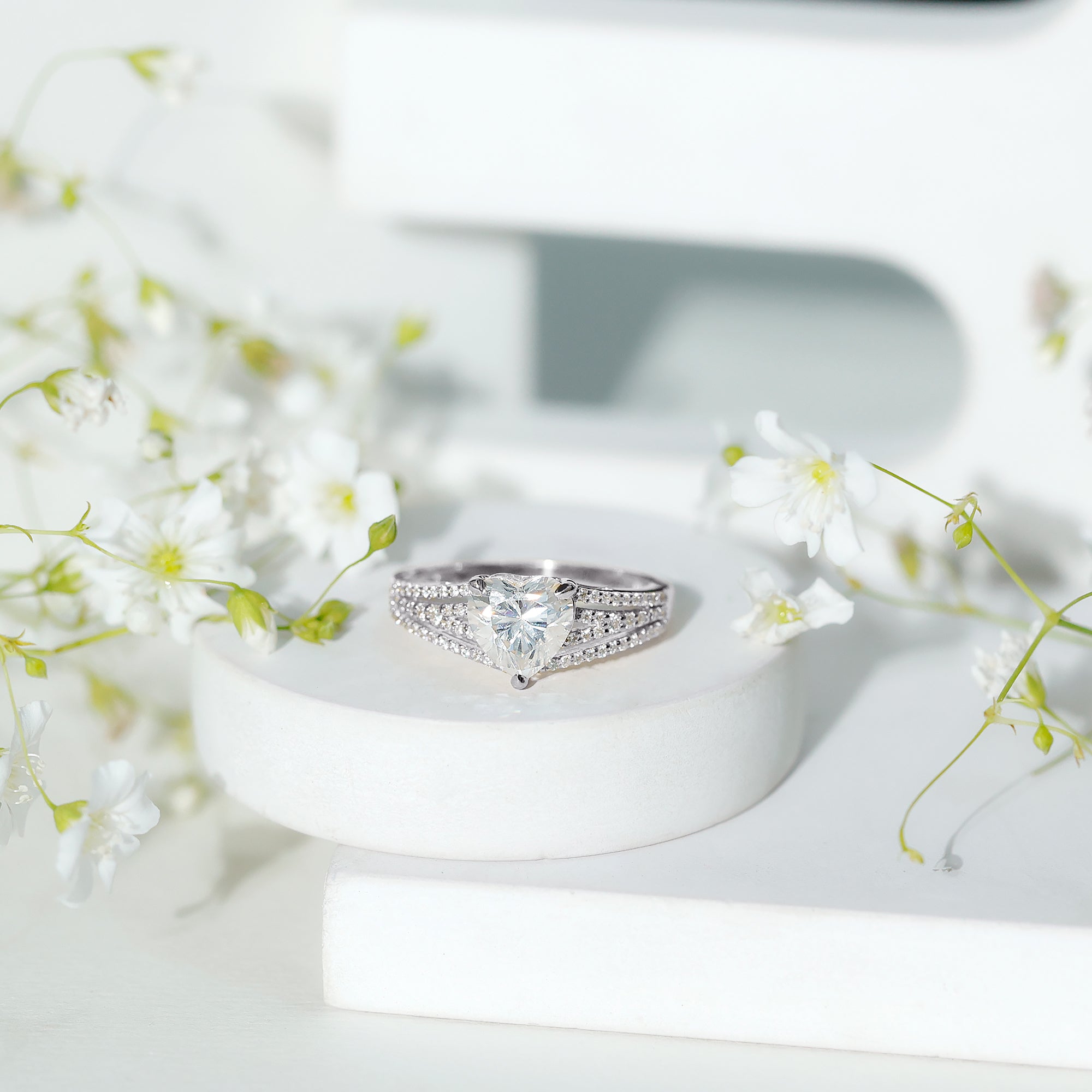 2 Carat Lab Created Diamond Heart Engagement Ring