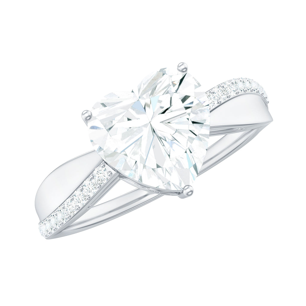 Lab Grown Diamond Heart Engagement Ring With Bypass Details