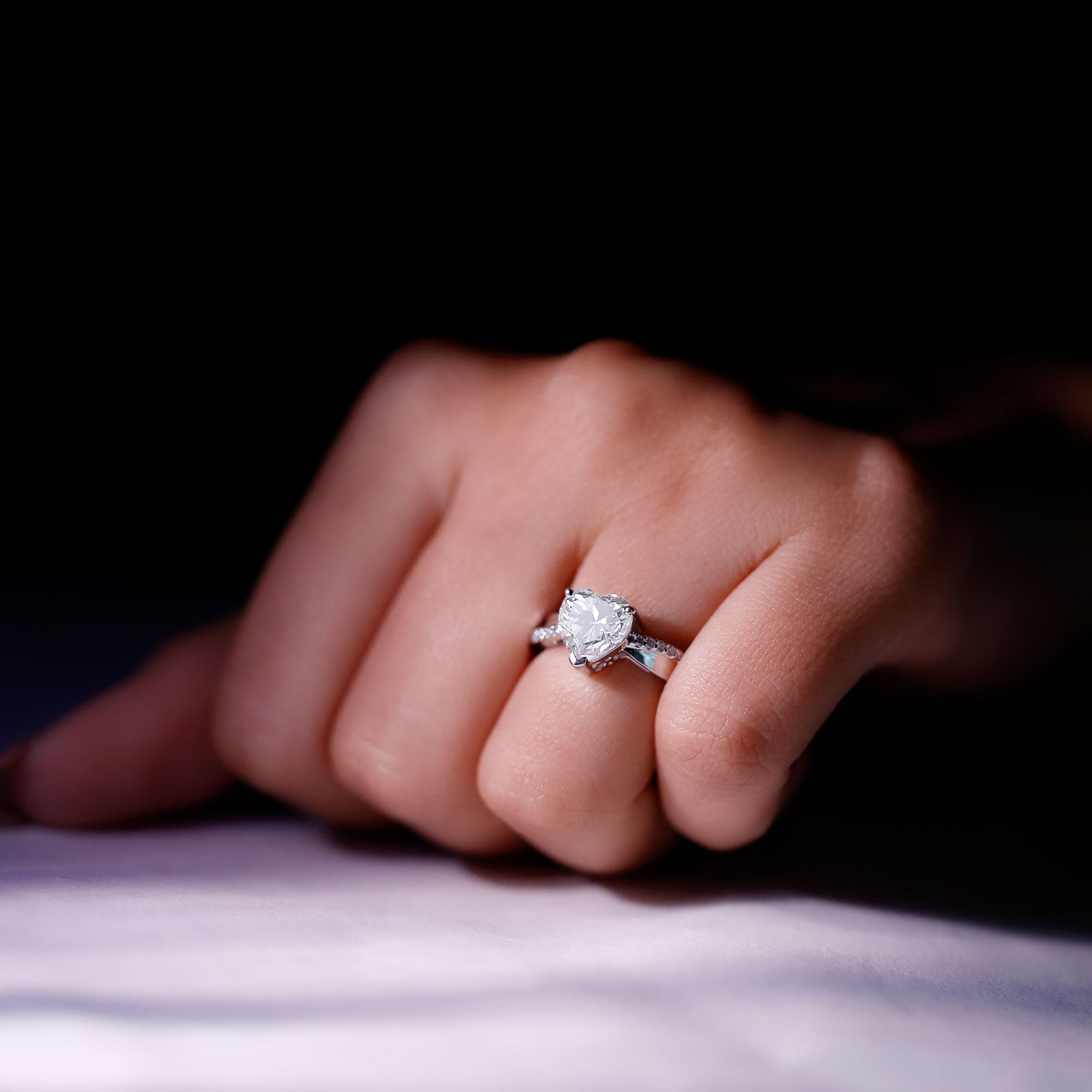 Lab Grown Diamond Heart Engagement Ring With Bypass Details