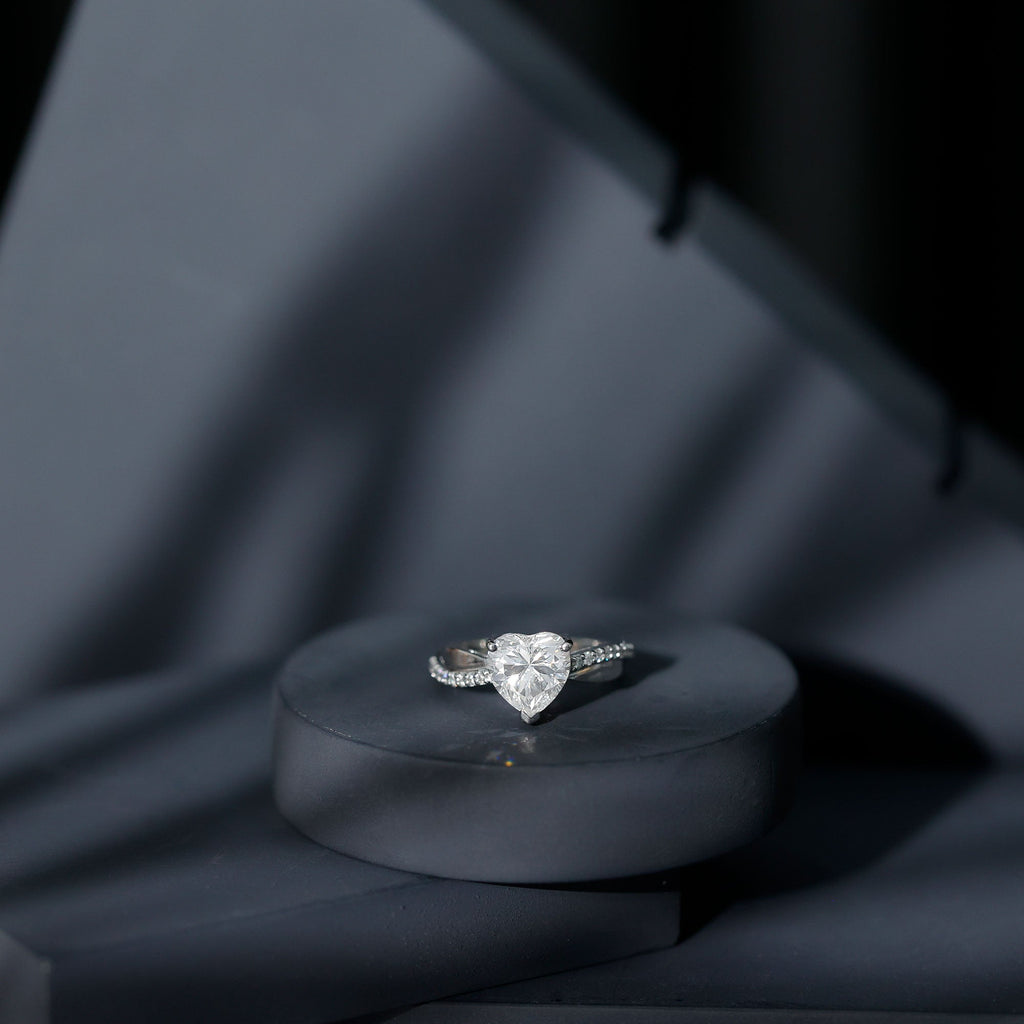 Lab Grown Diamond Heart Engagement Ring With Bypass Details