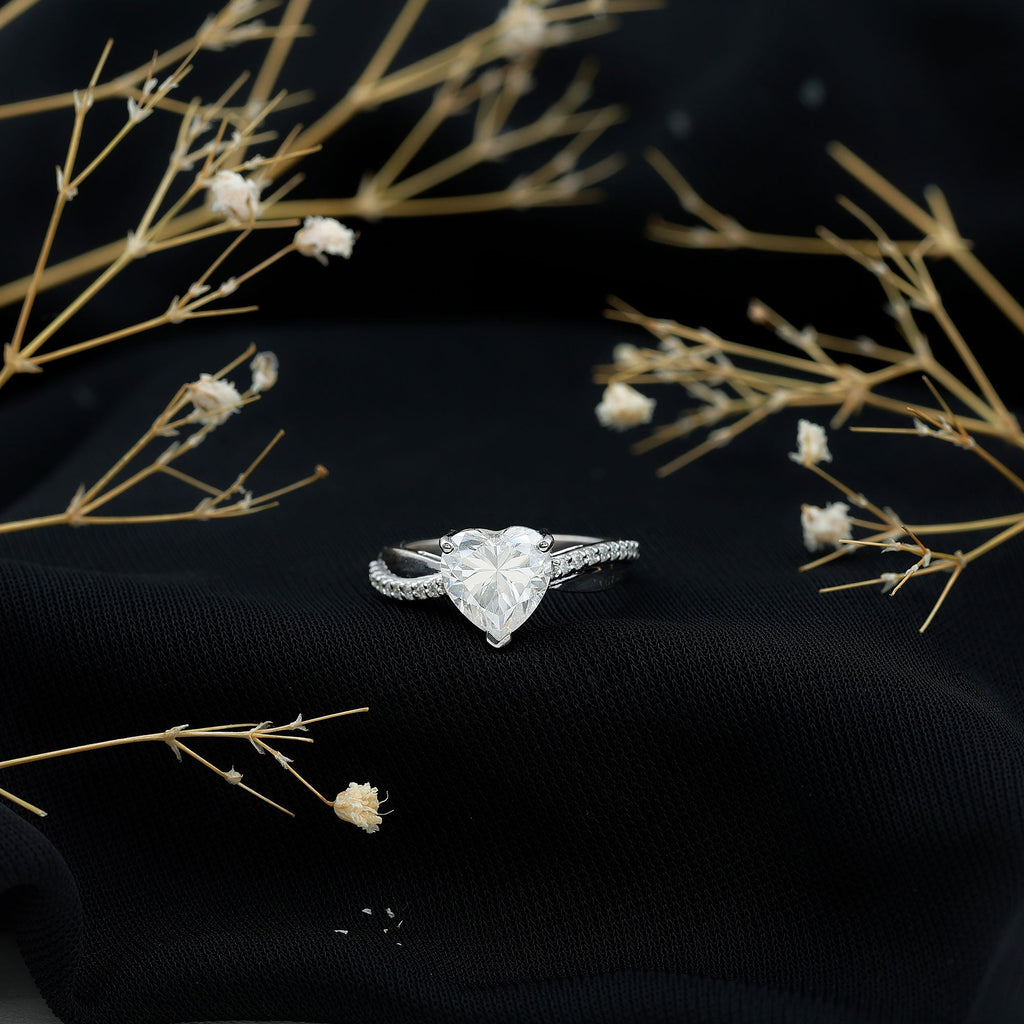 Lab Grown Diamond Heart Engagement Ring With Bypass Details